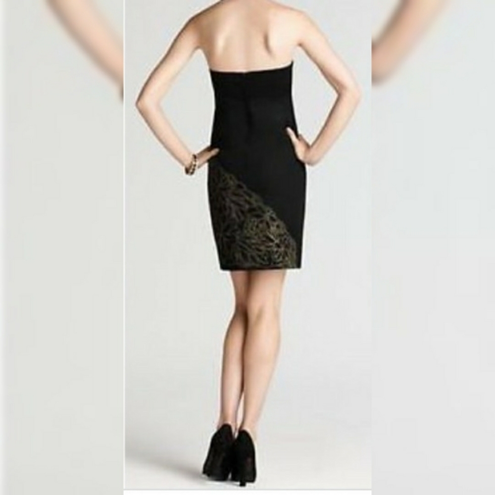 EUC Lilly Pulitzer Black Strapless Dress with Gold Floral Embroidery - Picture 3 of 8
